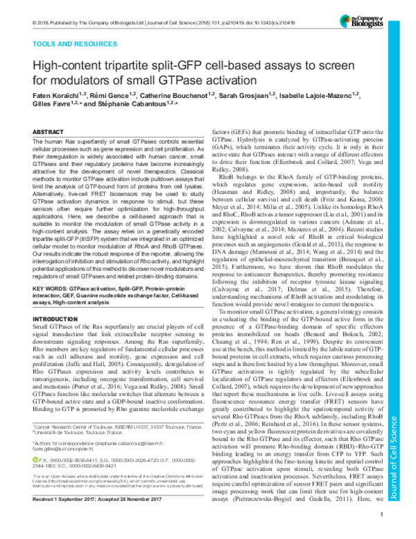 (PDF) High-content tripartite split-GFP cell-based assays to screen for ...
