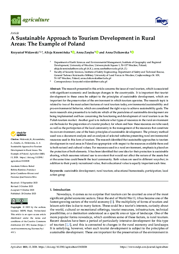 (PDF) A Sustainable Approach to Tourism Development in Rural Areas: The ...