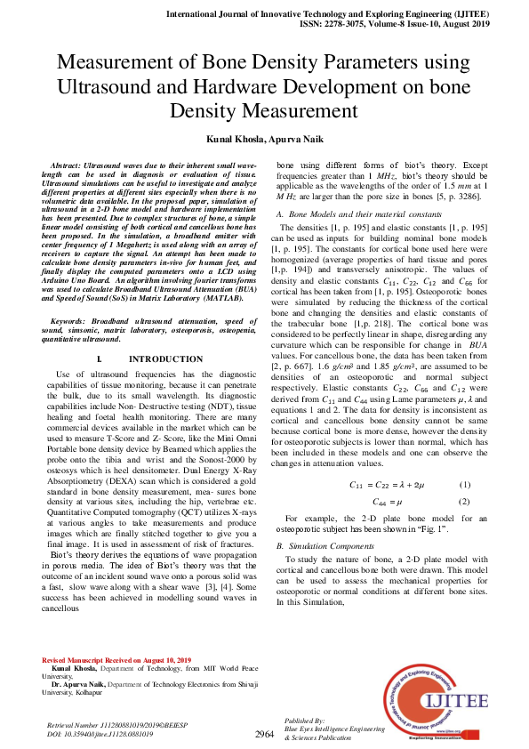 (PDF) Measurement of Bone Density Parameters using Ultrasound and ...