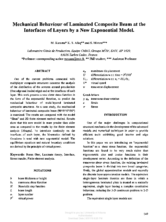 (PDF) Mechanical behaviour of laminated composite beam by the new multi ...