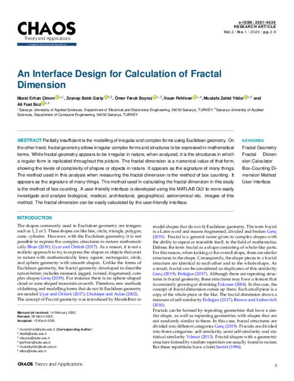 (PDF) An Interface Design for Calculation of Fractal Dimension