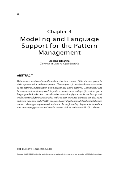 (PDF) Modeling and Language Support for the Pattern Management
