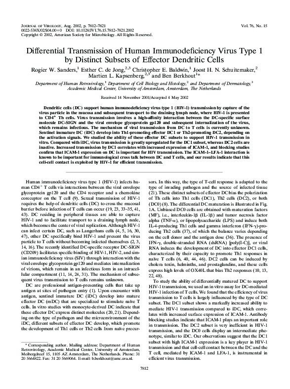 (PDF) Differential Transmission of Human Immunodeficiency Virus Type 1 ...