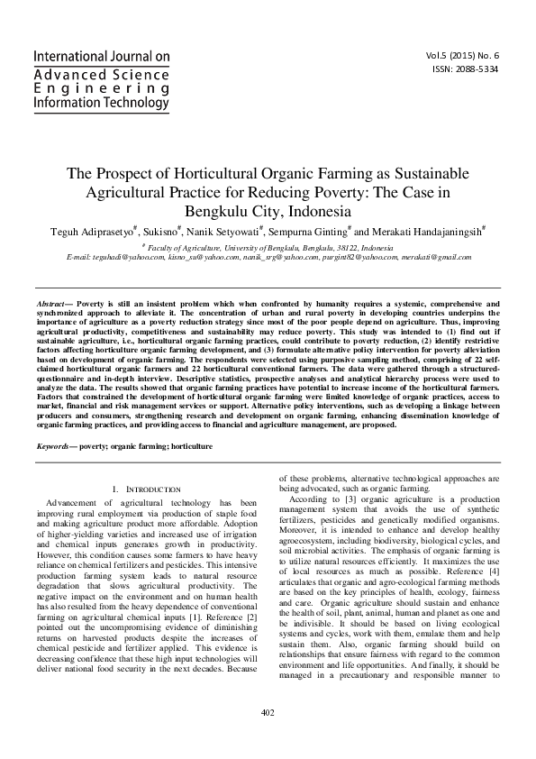 (PDF) The Prospect of Horticultural Organic Farming as Sustainable ...