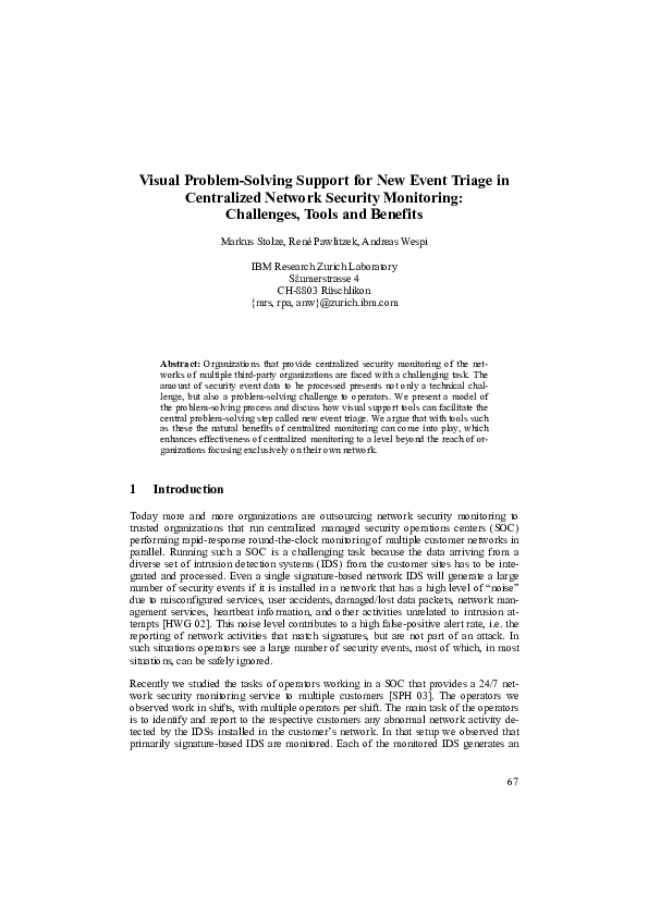 (PDF) Visual Problem-Solving Support for New Event Triage in ...