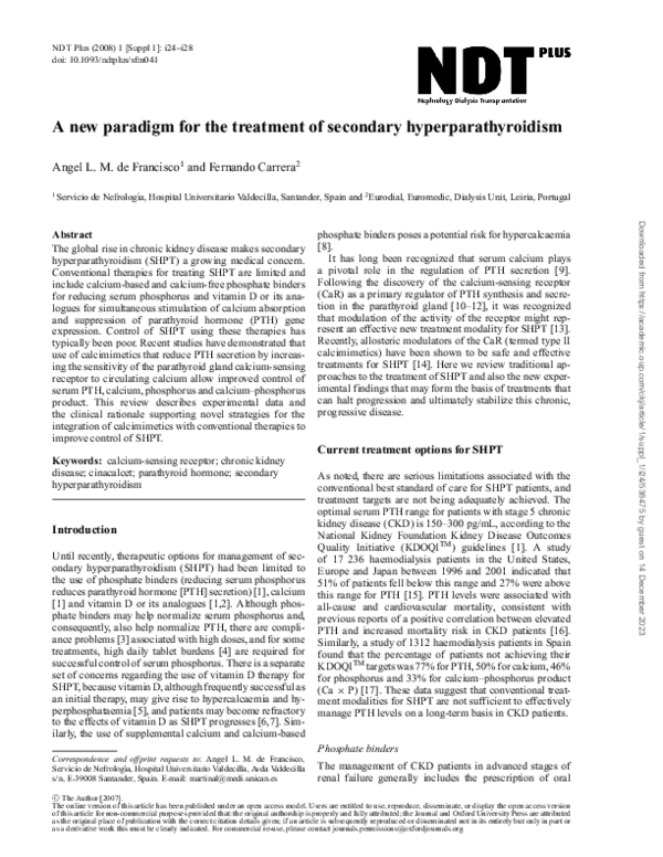 (PDF) A New Paradigm for the Treatment of Secondary Hyperparathyroidism ...