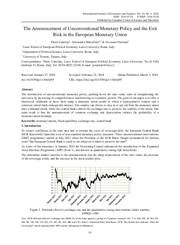 (PDF) The Announcement of Unconventional Monetary Policy and the Exit ...