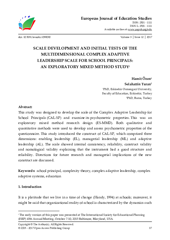 (PDF) Scale Development and Initial Tests of the Multidimensional ...