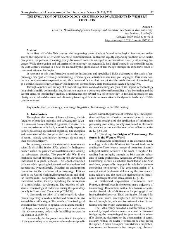 (PDF) THE EVOLUTİON OF TERMİNOLOGY: ORİGİNS AND ADVANCEMENTS İN WESTERN ...