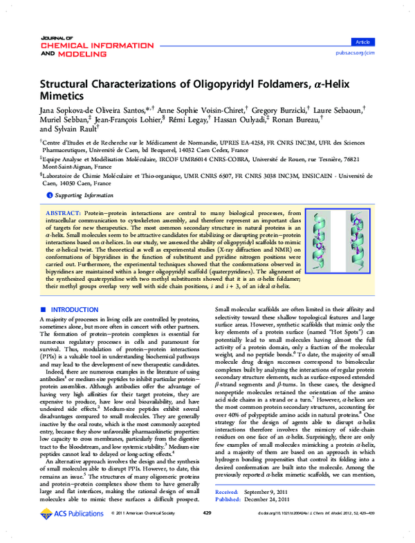 (PDF) Structural Characterizations of Oligopyridyl Foldamers, α-Helix ...