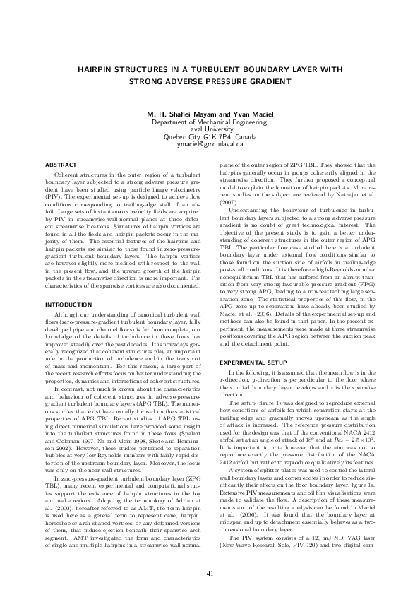 (PDF) Hairpin Structures in a Turbulent Boundary Layer with Strong ...