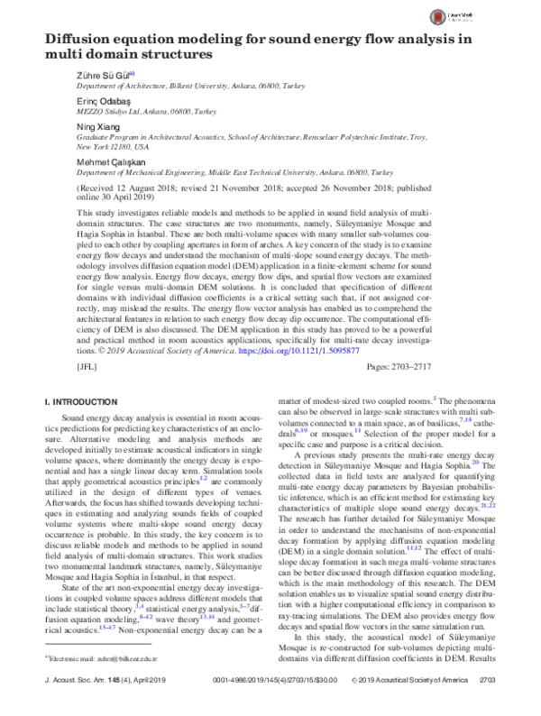 (PDF) Diffusion equation modeling for sound energy flow analysis in ...
