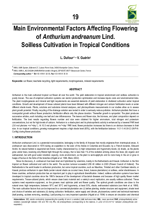 (PDF) Main Environmental Factors Affecting Flowering of Anthurium ...