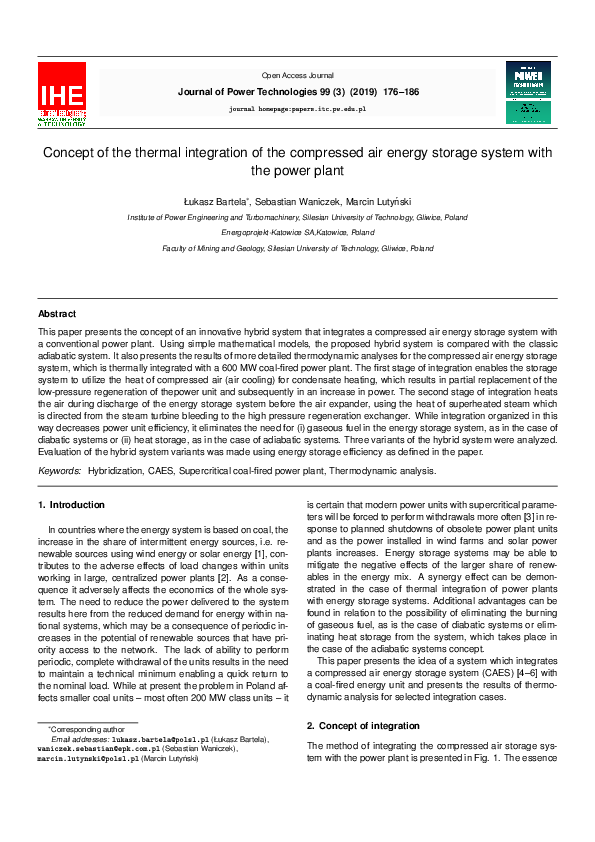 (PDF) Concept of the thermal integration of the compressed air energy ...