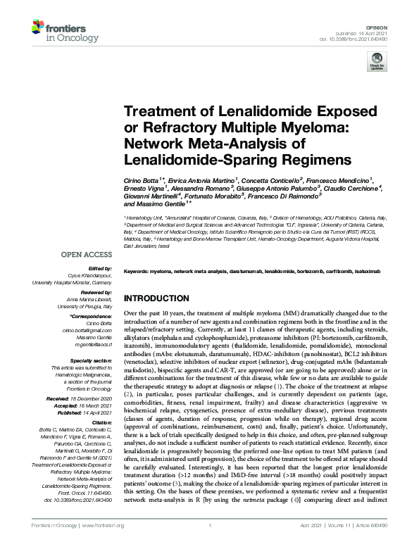 (PDF) Treatment of Lenalidomide Exposed or Refractory Multiple Myeloma ...