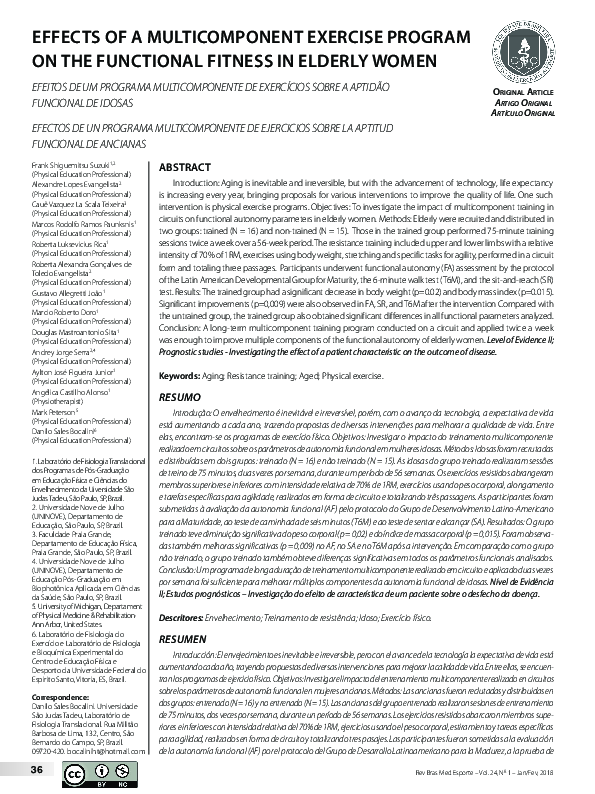(PDF) Effects of a Multicomponent Exercise Program on the Functional ...