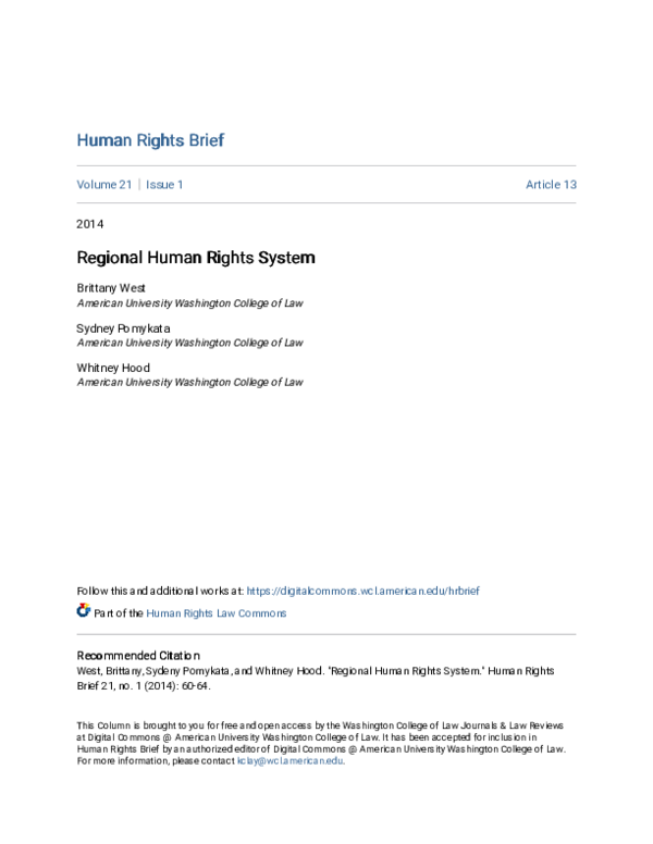(PDF) Regional Human Rights System