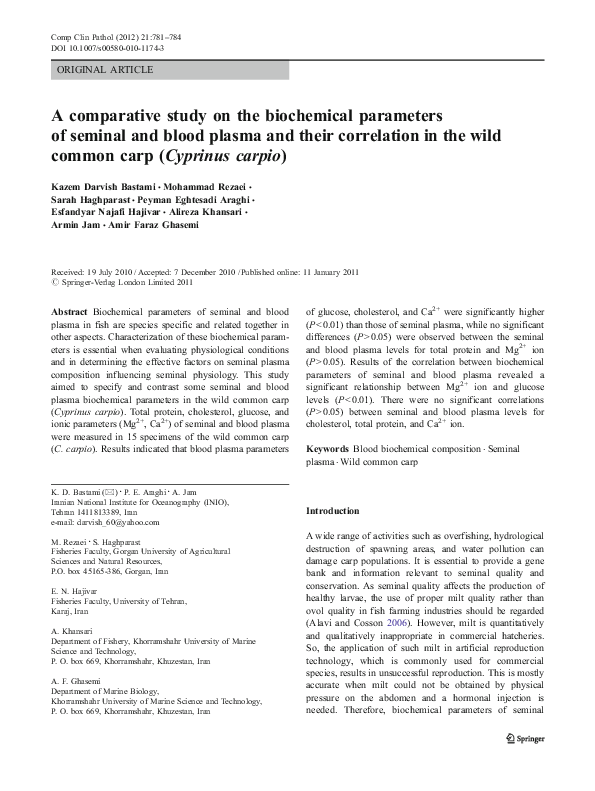 (PDF) A comparative study on the biochemical parameters of seminal and ...