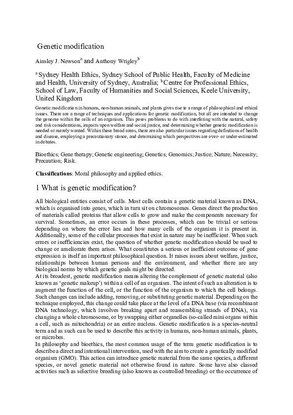 (PDF) Genetic modification