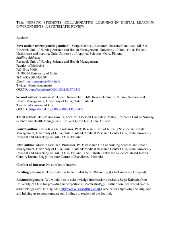 (PDF) Digital collaborative learning in nursing education: a systematic ...