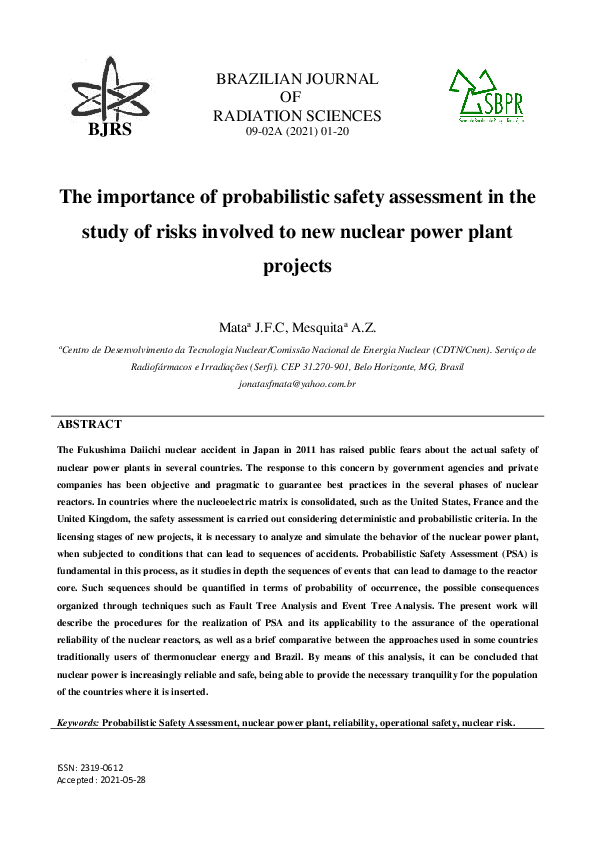 (PDF) The Importance of Probabilistic Safety Assessment in the Careful ...