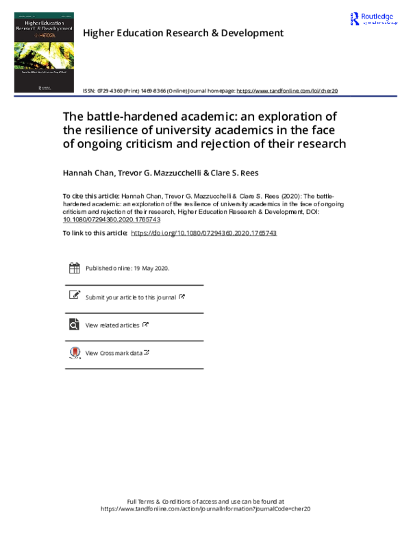 (PDF) The battle-hardened academic: an exploration of the resilience of ...