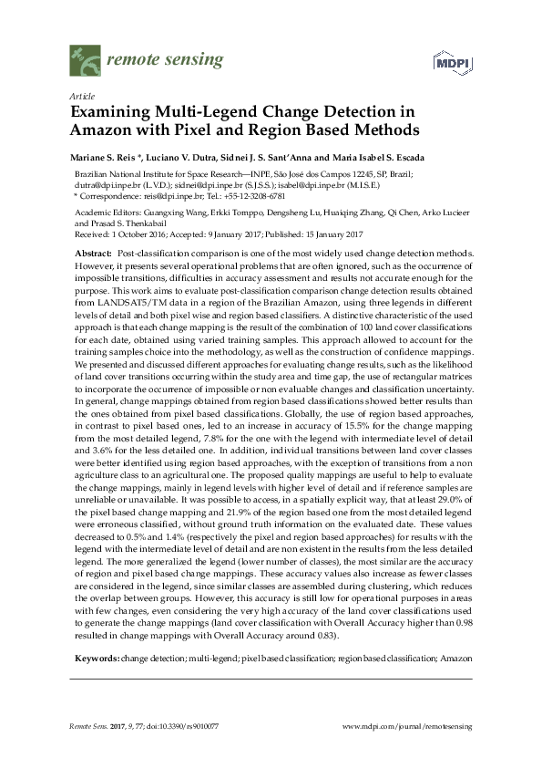 (PDF) Examining Multi-Legend Change Detection in Amazon with Pixel and ...
