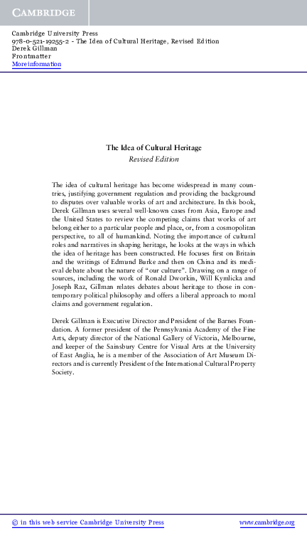 (PDF) The idea of cultural heritage