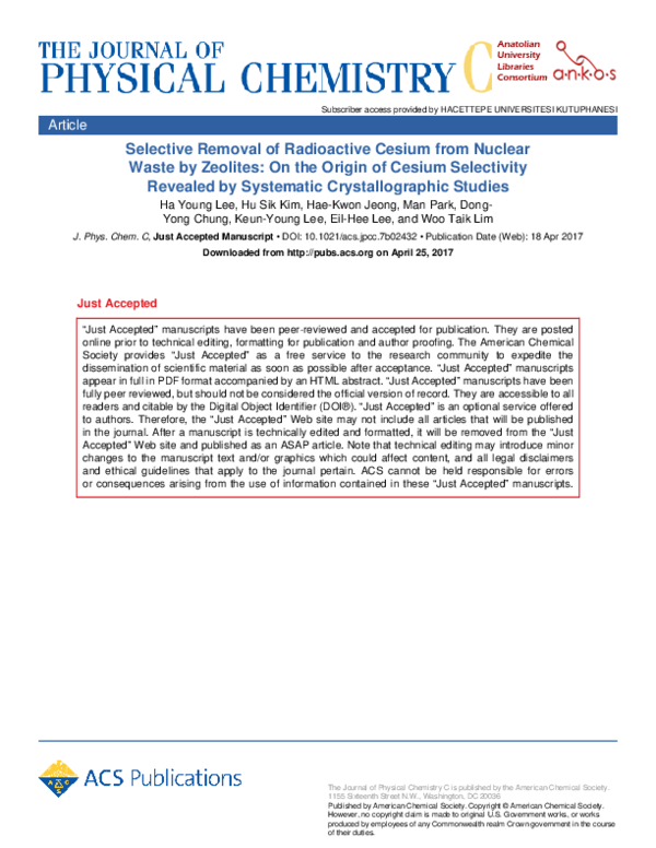 (PDF) Selective Removal of Radioactive Cesium from Nuclear Waste by ...