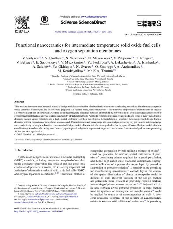 (PDF) Functional nanoceramics for intermediate temperature solid oxide ...