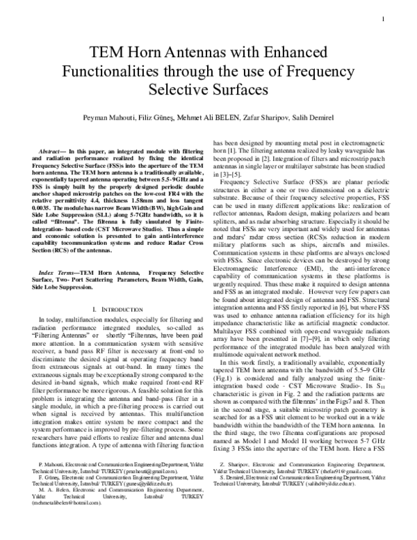 (PDF) TEM Horn Antennas with Enhanced Functionalities through the use ...