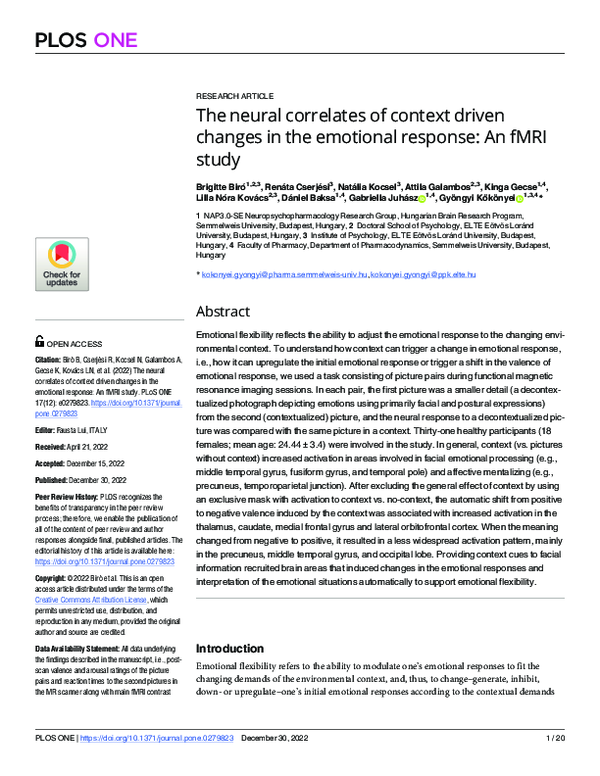 (PDF) The neural correlates of context driven changes in the emotional ...