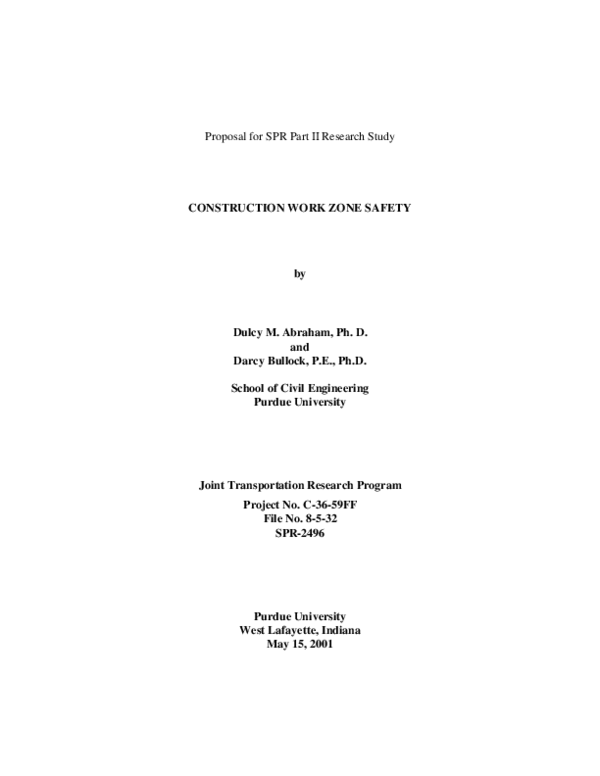 (PDF) Construction Work Zone Safety