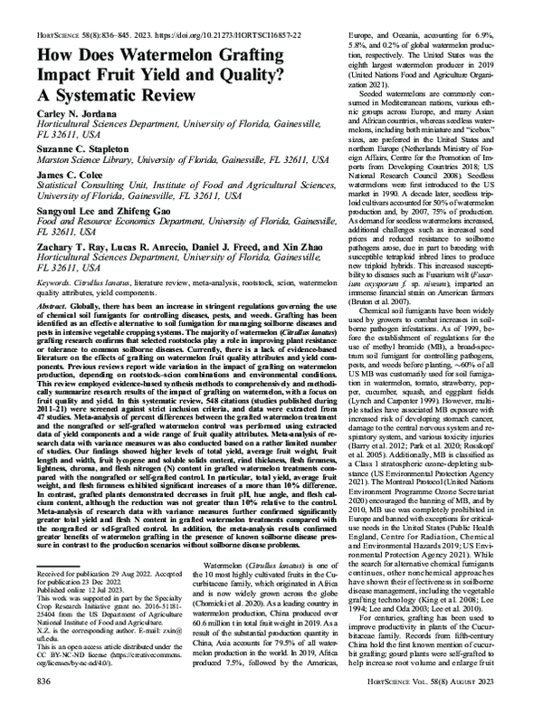(PDF) How Does Watermelon Grafting Impact Fruit Yield and Quality? A ...