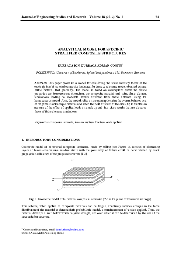 (PDF) Analytical Model for Specific Stratified Composite Structures