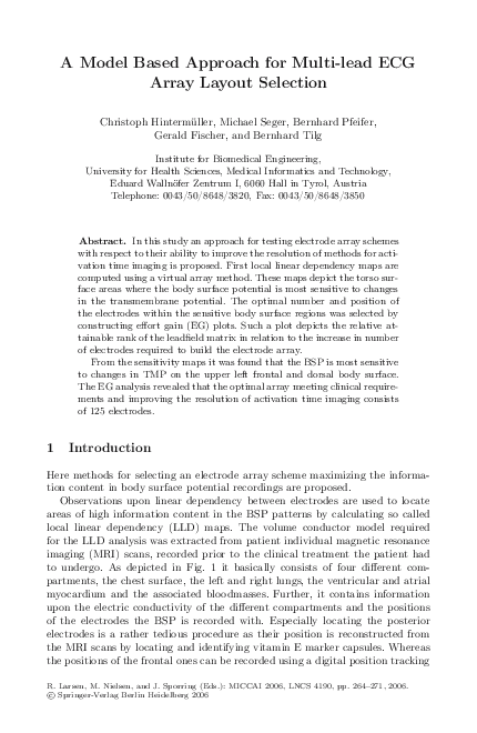 (PDF) A Model Based Approach for Multi-lead ECG Array Layout Selection