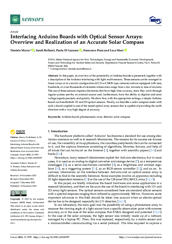 (PDF) Interfacing Arduino Boards with Optical Sensor Arrays: Overview ...