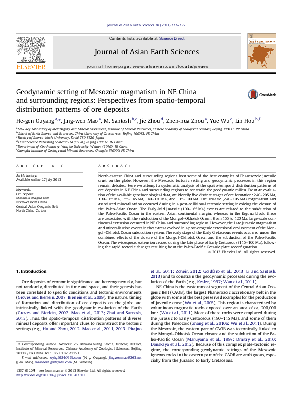 (PDF) Geodynamic setting of Mesozoic magmatism in NE China and ...