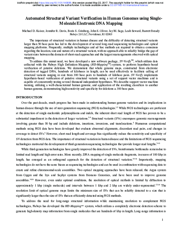 (PDF) Automated Structural Variant Verification in Human Genomes using ...