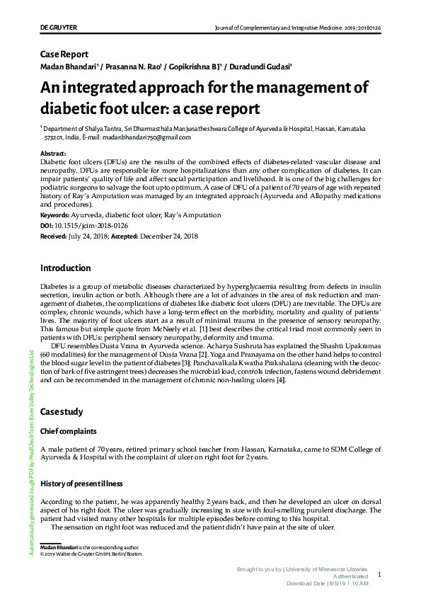 (PDF) An integrated approach for the management of diabetic foot ulcer ...