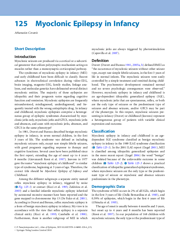 (PDF) Myoclonic Epilepsy in Infancy
