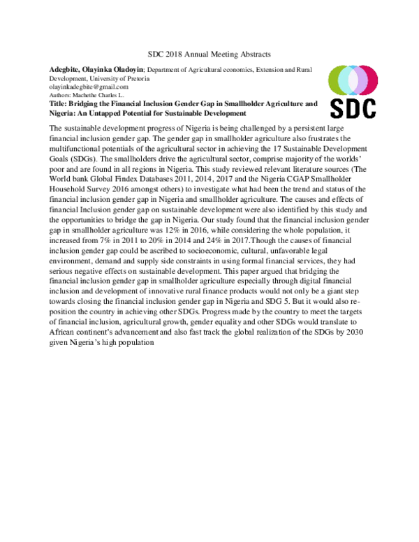 (PDF) Bridging the financial inclusion gender gap in smallholder ...