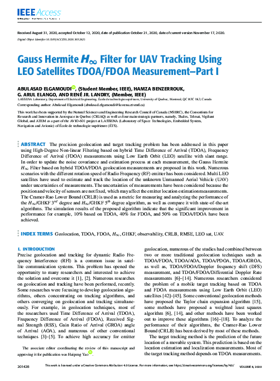 (PDF) Gauss Hermite H ∞ Filter for UAV Tracking Using LEO Satellites ...
