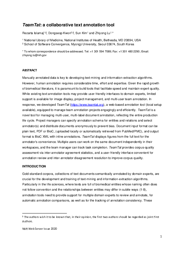 (PDF) TeamTat: a collaborative text annotation tool