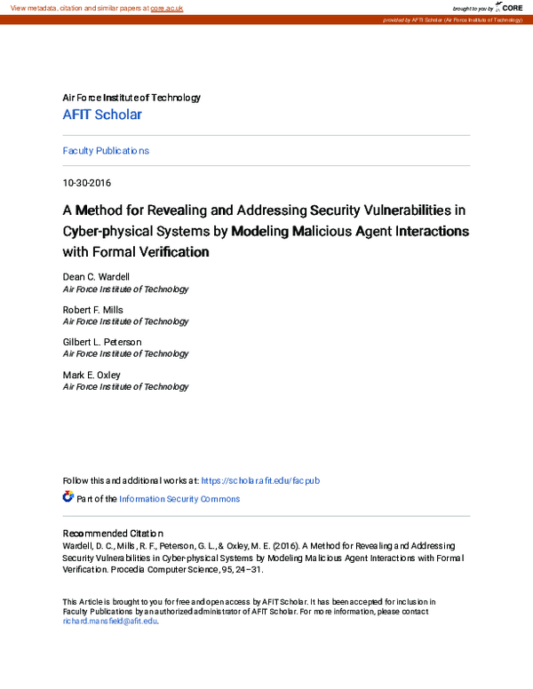 (PDF) A Method for Revealing and Addressing Security Vulnerabilities in ...