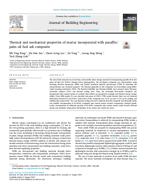 (PDF) Thermal and Mechanical Properties of Mortar Incorporated with ...