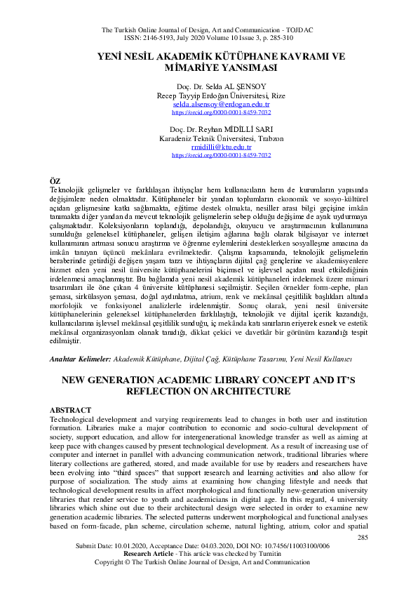 (PDF) New Generation Academic Library Concept and It’s Reflection on ...