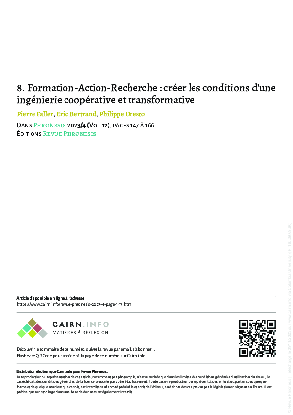 (PDF) Training-action-research: Creating the conditions for cooperative ...
