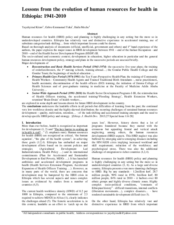 (PDF) Lessons from the evolution of human resources for health in ...