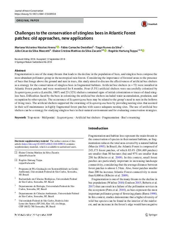 (PDF) Challenges to the conservation of stingless bees in Atlantic ...
